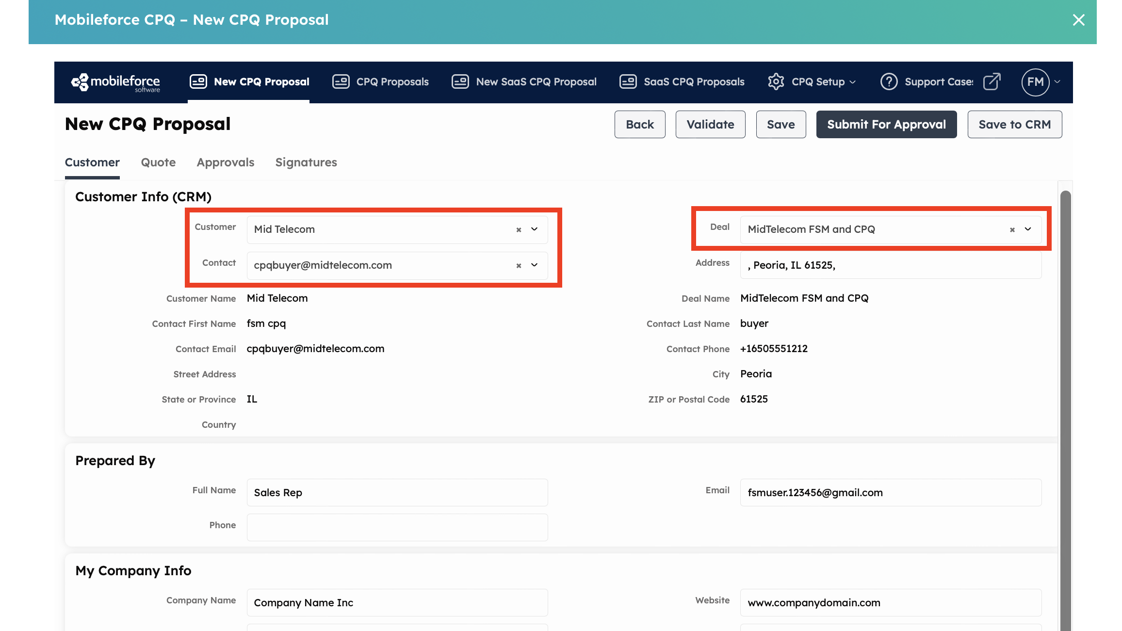 Auto-populates HubSpot Deal info in your new CPQ session